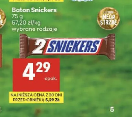 Baton Snickers 2-pak promocja w Delikatesy Centrum