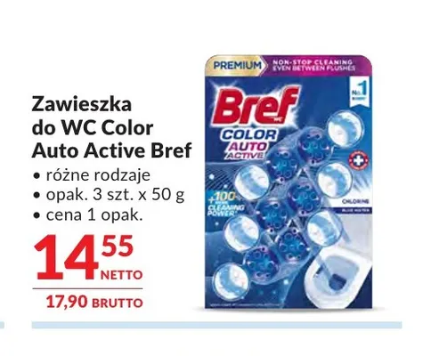 Zawieszka do WC Bref Color Auto Active 3-pak 50 g promocja w Makro