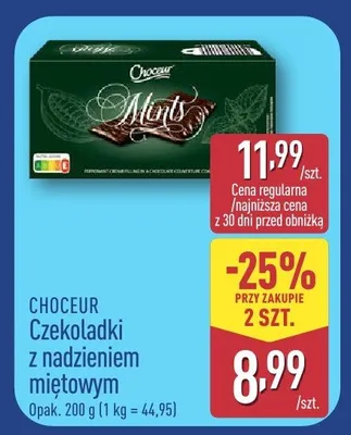 Czekoladki z nadzieniem miętowym Choceur promocja w Aldi
