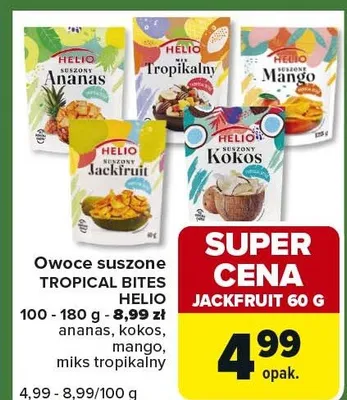 Owoce suszone Tropical Bites ananas, Jackfruit, mango, miks tropikalny promocja w Carrefour Express