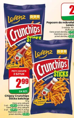 Chipsy Crunchips Sticks ketchup promocja w Dino