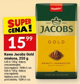 Kawa Jacobs Gold mielona, 250g promocja w Twój Market