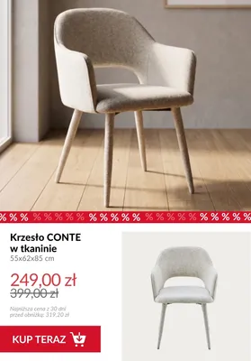 Krzesło Conte w tkaninie 55x62x85 cm promocja w Homla