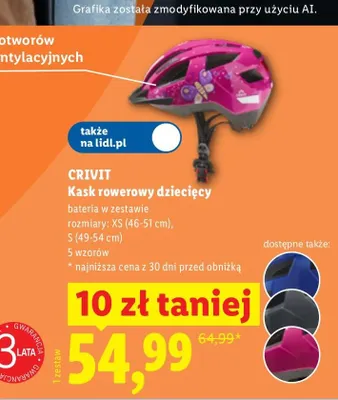 Kask rowerowy dziecięcy Crivit promocja w Lidl