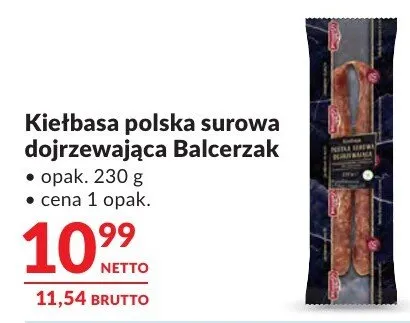 Kiełbasa Kiełbasa polska surowa dojrzewająca Balcerzak promocja w Makro