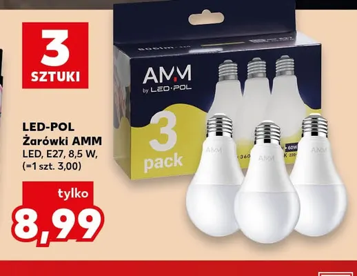 Żarówki Amm LED E27 3-pak LED-POL promocja w Kaufland
