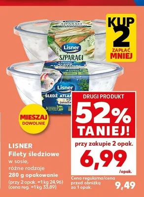 Filety śledziowe Lisner Śledź Atlantycki w sosie śmietankowym promocja w Kaufland