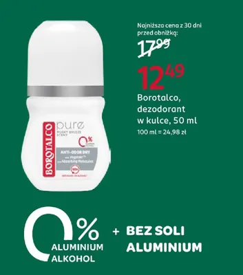 Dezodorant w kulce Pure Borotalco promocja w Rossmann