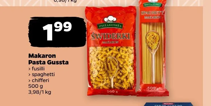 Makaron świderki Pasta Gussta promocja w Netto