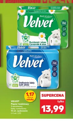 Papier toaletowy Velvet Delikatnie biały promocja w Kaufland