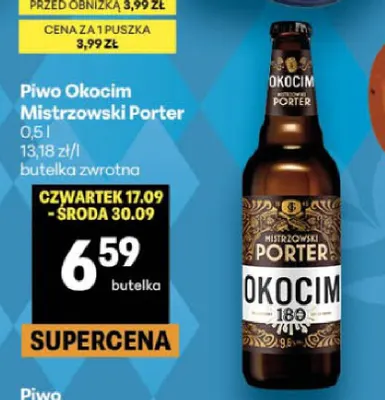 Piwo Okocim Mistrzowski Porter promocja w Delikatesy Centrum
