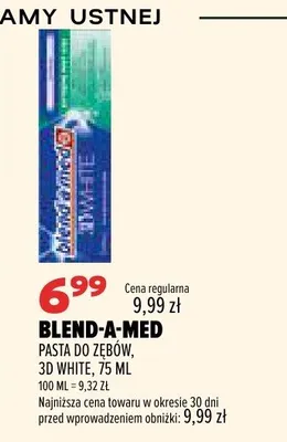 Pasta do zębów Blend-a-med 3D White promocja w Drogerie Natura