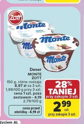 Deser Monte Classic Zott promocja w Carrefour Market