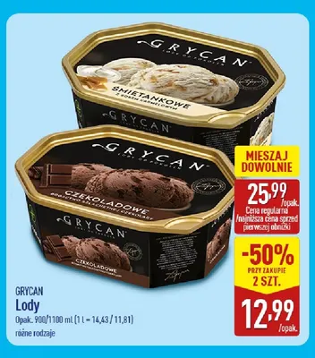 Lody śmietankowe z sosem karmelowym Grycan promocja w Aldi