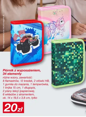 Piórnik z wyposażeniem 34 elementy promocja w KiK