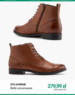 Botki sznurowane 5th Avenue promocja w Deichmann