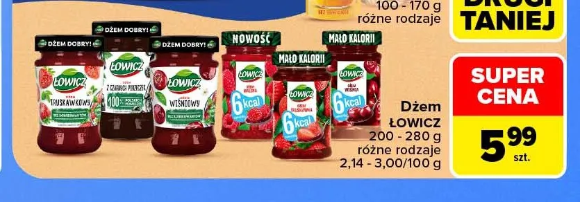 Dżem malinowy mało kalorii Łowicz promocja w Carrefour