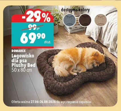 Legowisko dla psa Plushy Bed Domarex 50x80 cm promocja w Biedronka Home