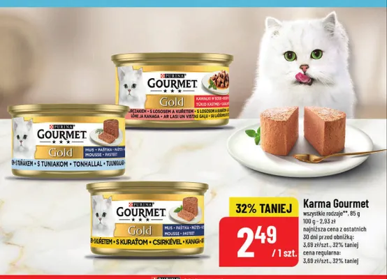 Karma dla kota Gourmet Gold kawałki w sosie z kurczakiem i łososiem promocja w POLOmarket