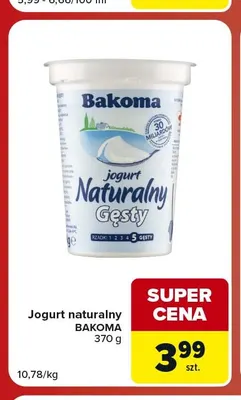 Jogurt naturalny gęsty Bakoma promocja w Carrefour Market