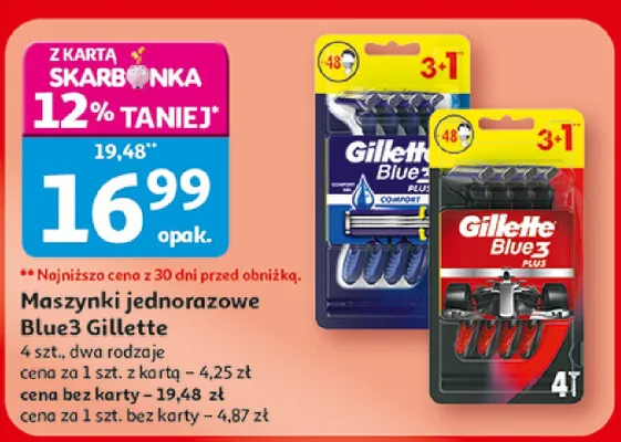 Maszynki jednorazowe Blue3 promocja w Auchan