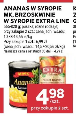 Ananas w syropie MK promocja w Stokrotka