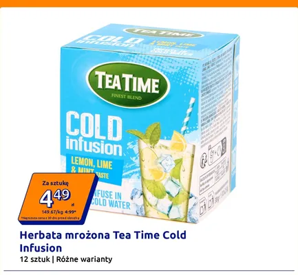 Herbata mrożona Tea Time Cold Infusion Lemon Lime & Mint promocja w Action