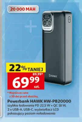 Powerbank Hawk HW-PB20000 promocja w Auchan