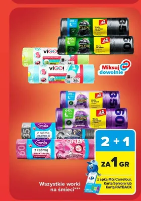 Worki na śmieci Gosia z taśmą promocja w Carrefour