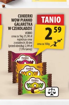 Cukierki Wow Pianko Galaretka w czekoladzie Vobro promocja w Arhelan