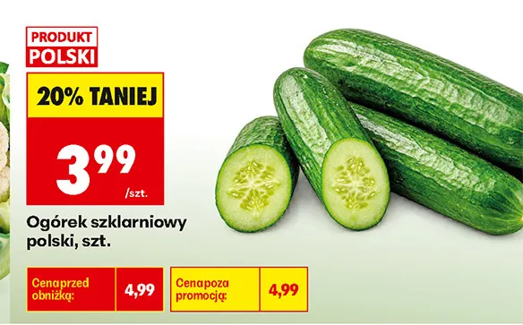 Ogórki szklarniowe polskie promocja w Biedronka
