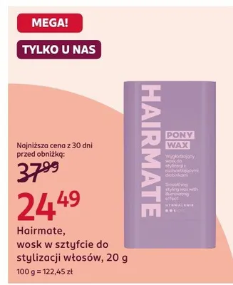 Wosk w sztufcie do stylizacji włosów Hairmate promocja w Rossmann