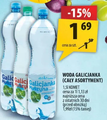 Woda Galicjanka (cały asortyment) promocja w Arhelan