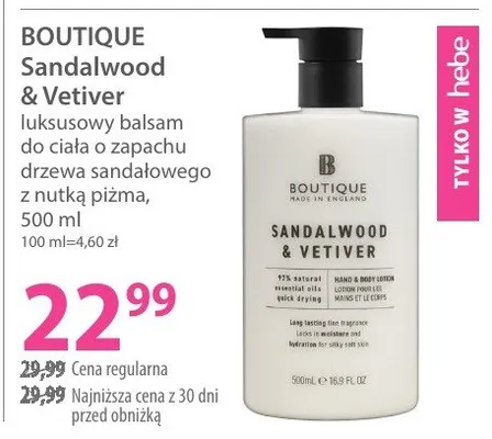 Balsam BOUTIQUE Sandalwood & Vetiver promocja w Hebe
