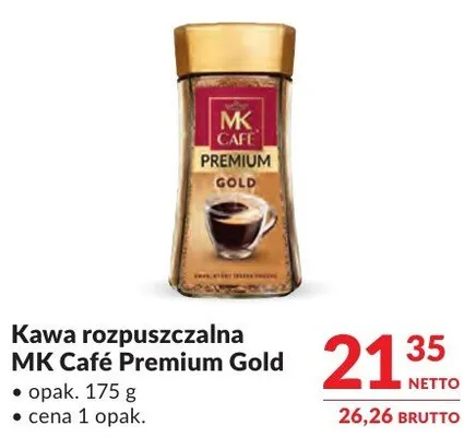 Kawa rozpuszczalna MK Café Premium Gold promocja w Makro