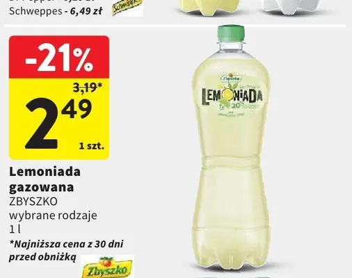 Lemoniada gazowana Zbyszko promocja w Intermarche