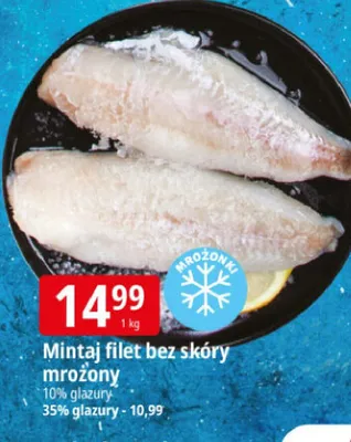 Mintaj filet bez skóry mrożony promocja w Leclerc