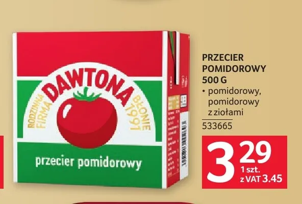 Przecier pomidorowy Dawtona promocja w Selgros