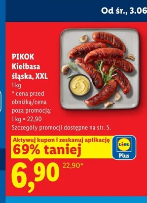 Kiełbasa śląska XXL Pikok promocja w Lidl