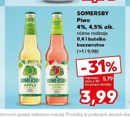Piwo Somersby Apple 400 ml promocja w Kaufland
