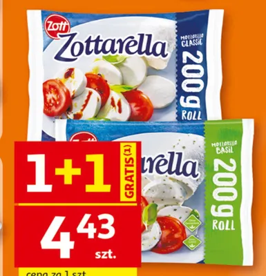 Ser mozzarella Zottarella maxi Basil Zott promocja w Auchan