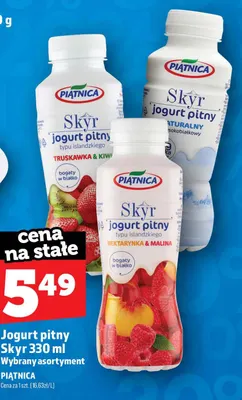 Jogurt pitny Skyr nektarynka & malina Piątnica promocja w TOPAZ
