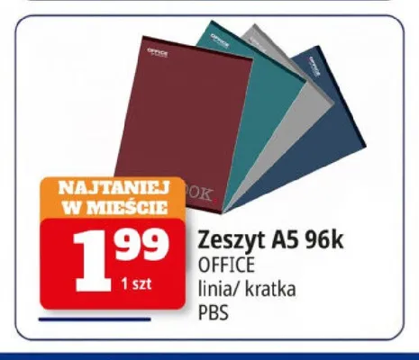 Zeszyt A5 96k kratka Office promocja w Leclerc