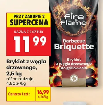 Brykiet z węgla drzewnego Fire & Flame promocja w Biedronka