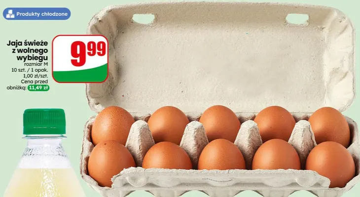 Jaja świeże z wolnego wybiegu rozmiar M promocja w Dino