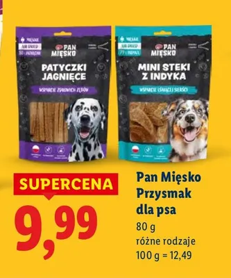 Przysmak Pan Mięsko dla psa patyczki jagnięce lub mini steki z indyka różne rodzaje promocja w Lidl