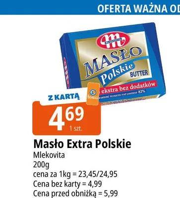 Masło Extra Polskie Mlekovita promocja w Leclerc