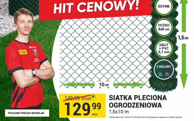 Siatka pleciona ogrodzeniowa promocja w Merkury Market