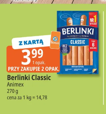 Parówki Berlinki Classic promocja w Leclerc