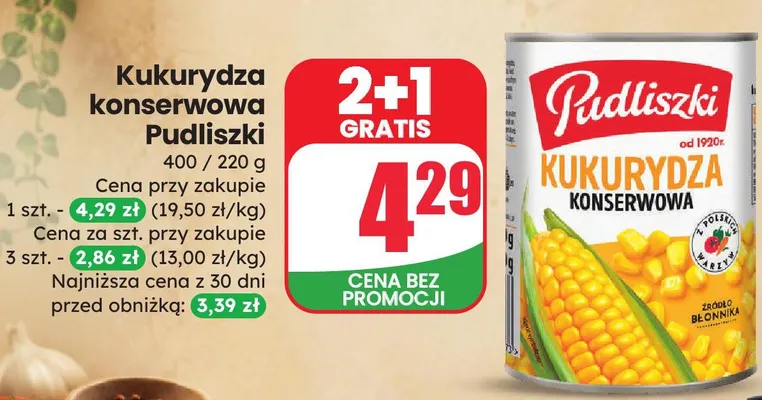 Kukurydza konserwowa Pudliszki promocja w Dino